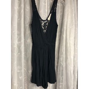 black romper, lace back, abercrombie and fitch